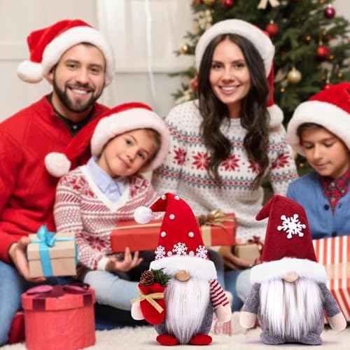 Christmas Gnome Decorations Plush - Handmade Scandinavian Tomte for Xmas Home, Tiered Tray & Kitchen Decor for Women, Thanksgiving Christmas Party