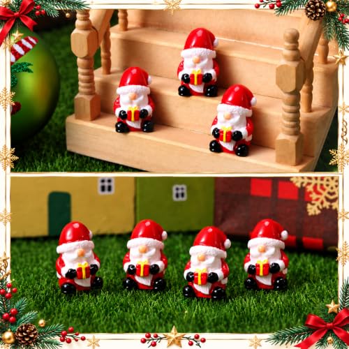 Christmas Mini Gnomes Figurines - 60 pcs Resin Santa Gnome Ornaments with Gift Box - Holiday Decor