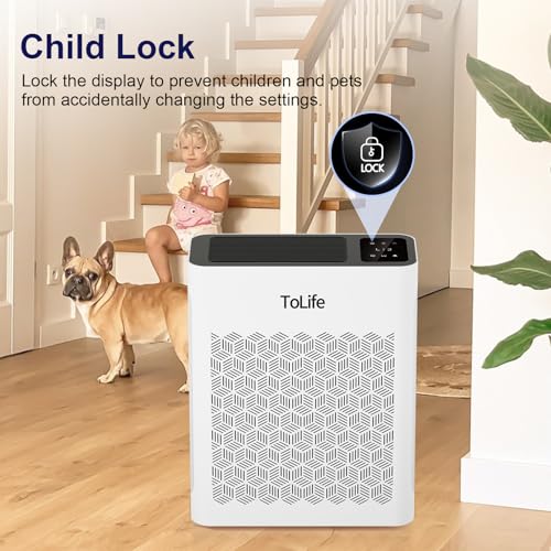 White Large Room Air Purifier with H13 Filtration for Pets & Sleep Mode