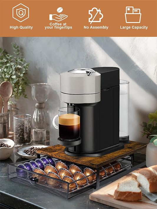 Sedegn Rustic Brown Nespresso Vertuo Pod Holder Organizer for 56 Small & 28 Large Pods
