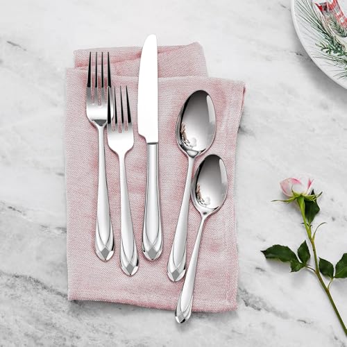 KEAWELL Astra Silverware Set 20/45/65-Piece Flatware Tableware, Silver - Variation 45