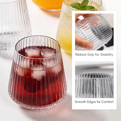 Clear Disposable Plastic Wine Glasses 14 oz, 40 Pack - Stemless Cocktail & Spritz Glasses