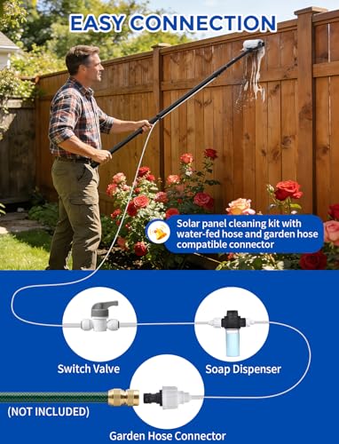 20.34ft Telescopic Water-Fed Washing Kit with Soap Dispenser - Solar Panel & Window Cleaning