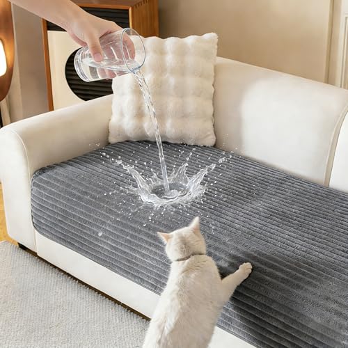 Waterproof Couch Cover for Dogs - Non-Slip Sectional Sofa Protector, 35x82.7 Dark Grey