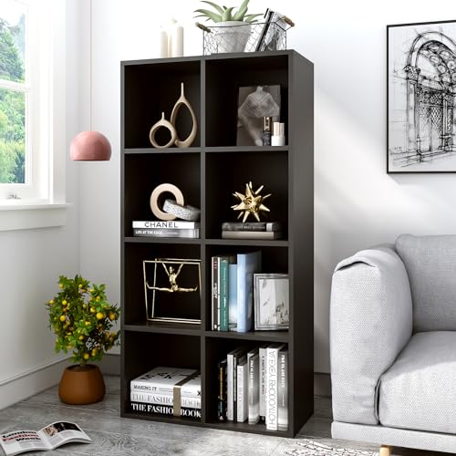 OSCHF 8-Cube Storage Shelf Bookcase Black - Modern Wall Unit for Living Room