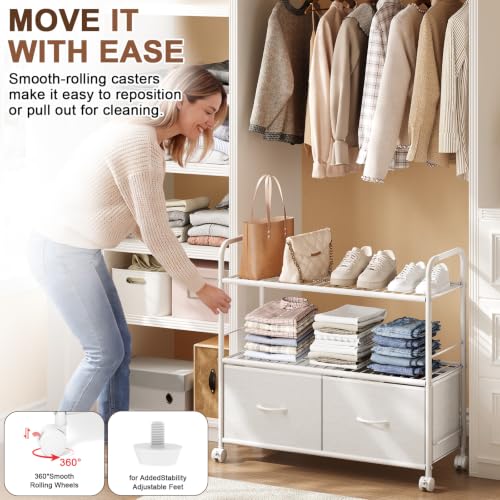 Heavy-Duty Metal Closet Organizer with Fabric Drawers - 3-Tier Storage