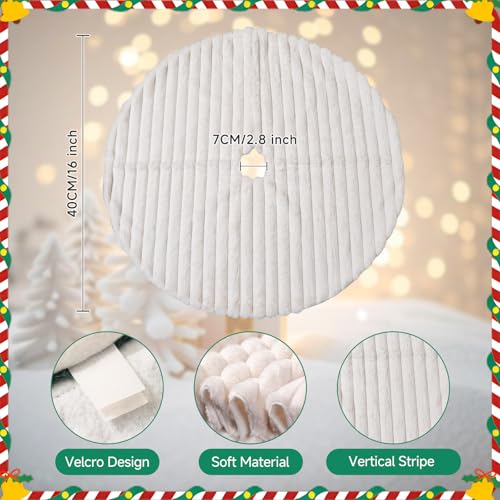 Lanpn 16 Inch White Faux Fur Christmas Tree Skirt - Round Plush Xmas Mat