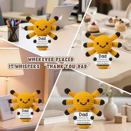 Funny Dad Gifts from Daughter, Novelty Thank You Gratitude Appreciation Gift for Daddy Dada Father StepDads Birthday Christmas from Son Kids, Handmade Mini Crochet Spider Present