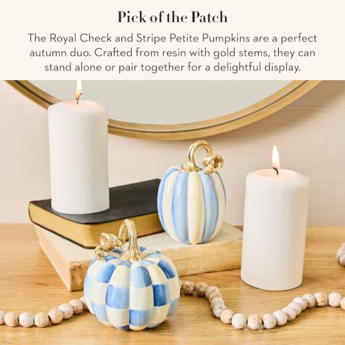 MacKenzie-Childs Resin Pumpkins Set Royal Check & Stripe Petite Autumn Decor