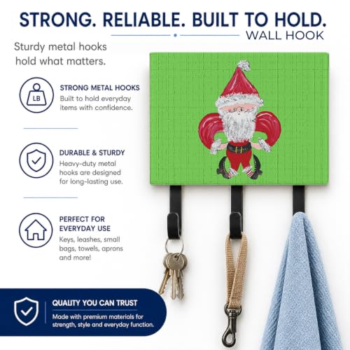 Caroline's Treasures 8500TH68 Christmas Fleur de Lis Santa Leash or Key Holder – Wall Mount Coat Rack