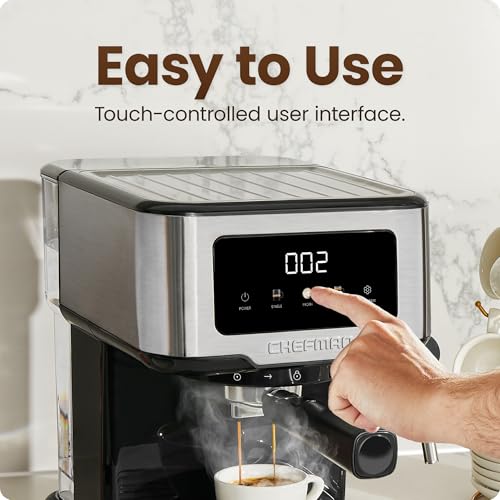Small Espresso Machine with 15-Bar Pump & Steam Wand - Compact Stainless Steel Coffee Maker
