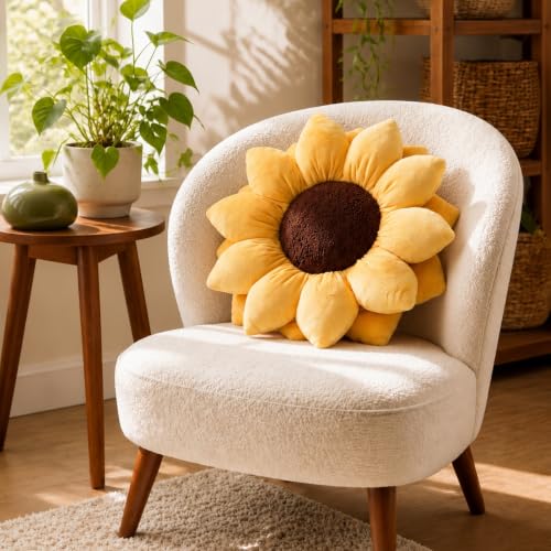 Sunflower Pillow - Golden Yellow 20x20 Inch Decorative Throw Pillow - Green Philosophy Co.
