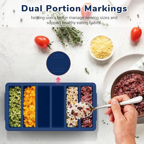 Silicone Freezer Trays with Lid - Midnight Blue, 4-Pack, Stackable Meal Prep Molds