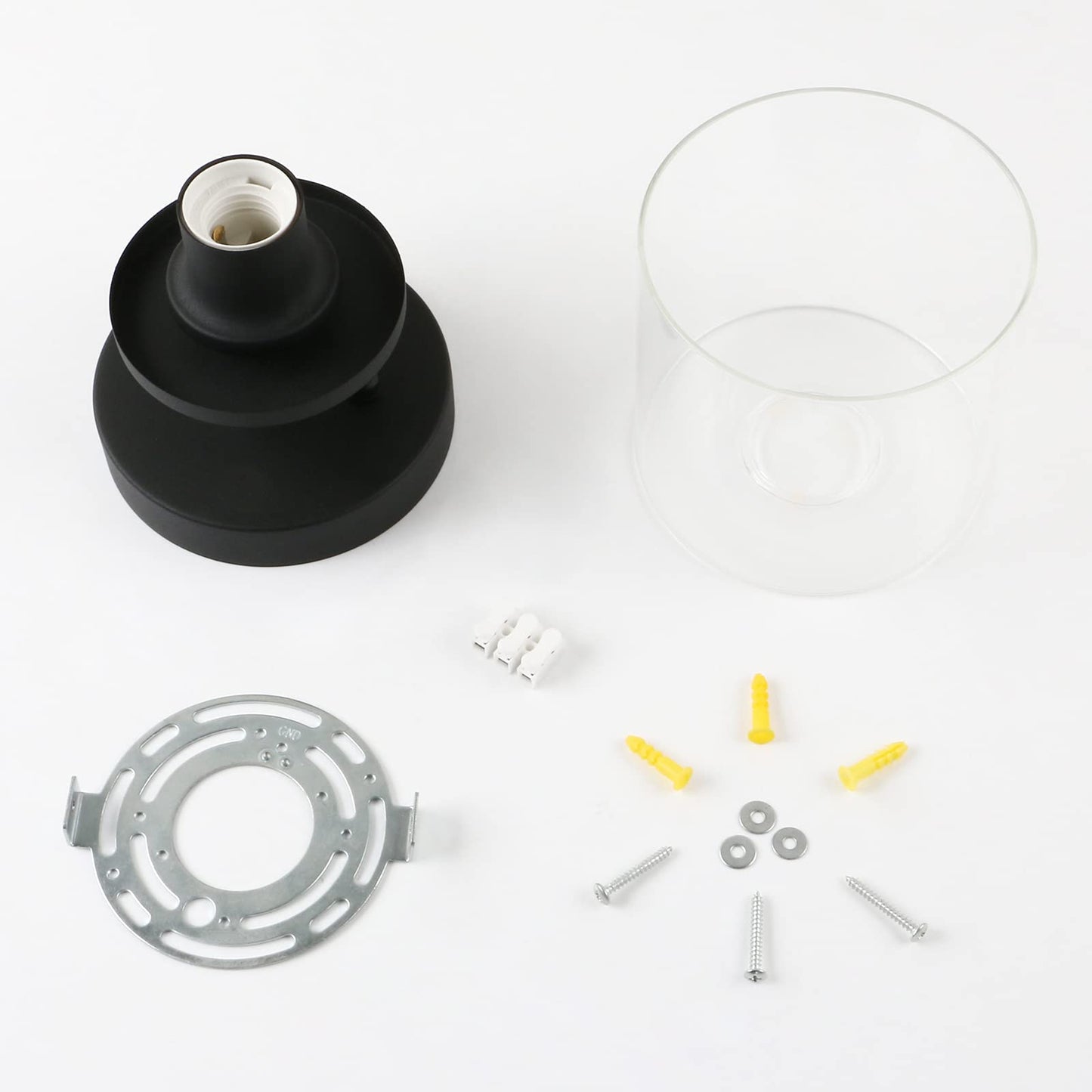 Pathson Industrial Ceiling Light Fixture with Glass Shade, 1-Light Flush Mounted Pendant Lighting Chandelier for Hallway Loft Kitchen Bar Close to Ceiling