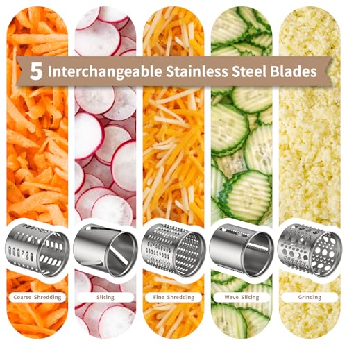 Stainless Steel Slicer Shredder Attachment for KitchenAid Stand Mixer - 5 Blades Included