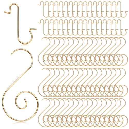 Christmas Ornaments Hooks, 130 Pcs Ornaments Hangers Hook Christmas Tree Hooks Metal Wire Hooks Xmas Tree Decoration Hanger (Gold)