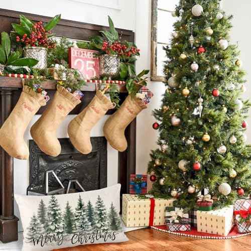 AKIT Merry Christmas Pillow Covers 12 x 20 Inch Trees Throw Pillow Cover Decorative Rectangle Pillow Cover Winter Holiday Cushion Case for Couch Bed Sofa