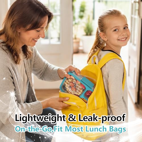 Blue Stainless Steel Bento Lunch Box 3-Compartment 34oz - Leakproof, Food Safe