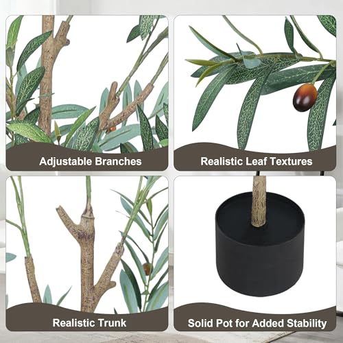 ZOES HOMDECO 6FT Faux Olive Tree with Boho Basket - Indoor Artificial Tree