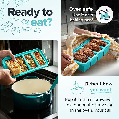 Souper Cubes 1/2 Cup Silicone Freezer Molds with Lids - Aqua 2-Pack