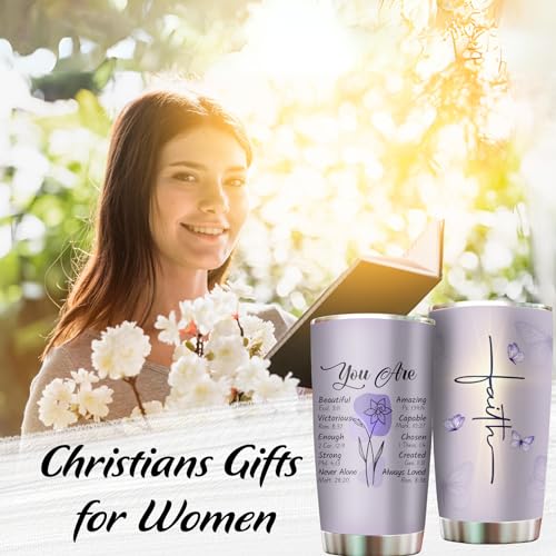Purple 20oz Christian Tumbler - Faith Gifts for Women Mothers Day Stainless Steel