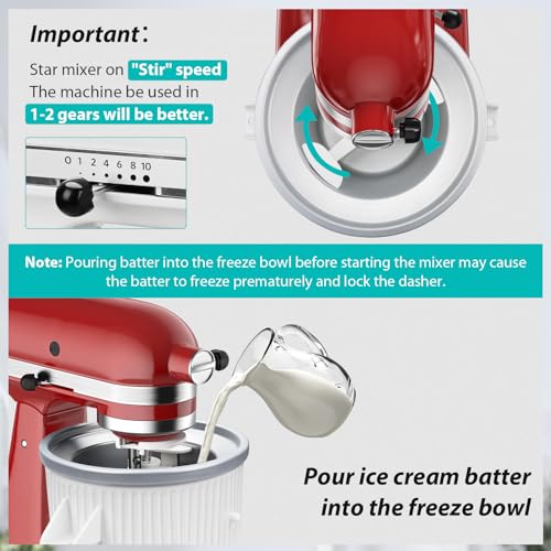 GuanQiao Ice Cream Maker Attachment for KitchenAid Stand Mixer ICM-KA-White