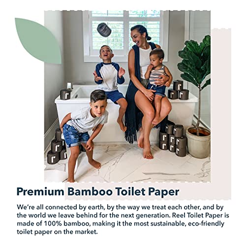 Reel 3-Ply Bamboo Toilet Paper - 24 Rolls, 300 Sheets Each, Eco-Friendly, Septic Safe
