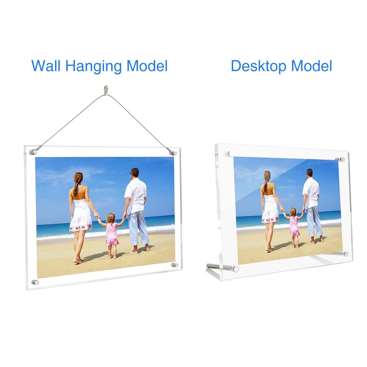 NIUBEE Clear Acrylic Desktop Picture Frame, Beveled Frameless Plexiglass Photo Photography Display with Standoff (12x17 (A3)-New)