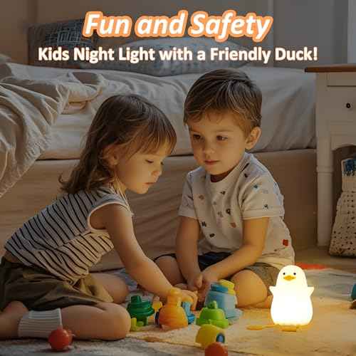 Duck Night Light for Kids, Cute Benson Ducks Gifts, Squishy Touch Silicone Animal Nursery Bedside Lamp Goose Gifts, Dimmer & Rechargeable, Birthday Gifts for Boys Girls Women Teens