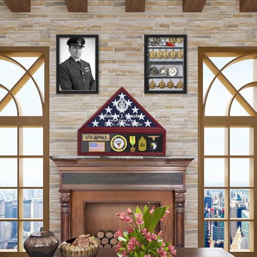 DIY Personalized Flag Display Case for 5'x9.5' Burial Flag - Solid Wood, Red Variation