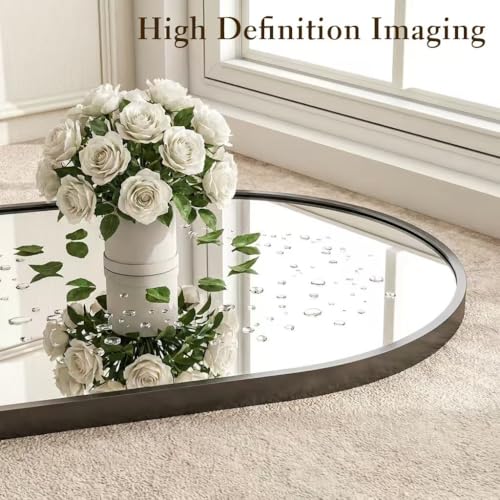 Full Length Floor Mirror with Stand - Arched Modern Design, 58x19 Black - Wall Mount or Standing