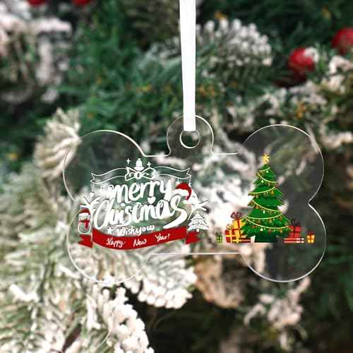 18Pack 3.5" Clear Acrylic Dog Bone Ornament,Dog Tags Personalized 3mm Extra Thick, DIY Blank Pet Ornament, Key Chain, Gift Wrapping, Stocking Name Tag, Holiday for Pet Lovers, Acrylic blanksDog Gift.