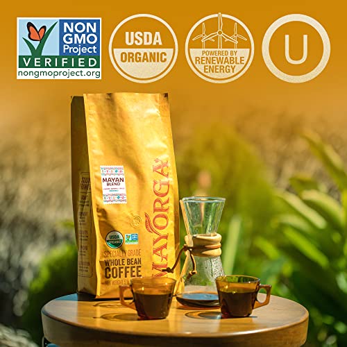 Organic Mayan Blend Coffee 80oz - Medium Roast Whole Bean Arabica, Low Acidity