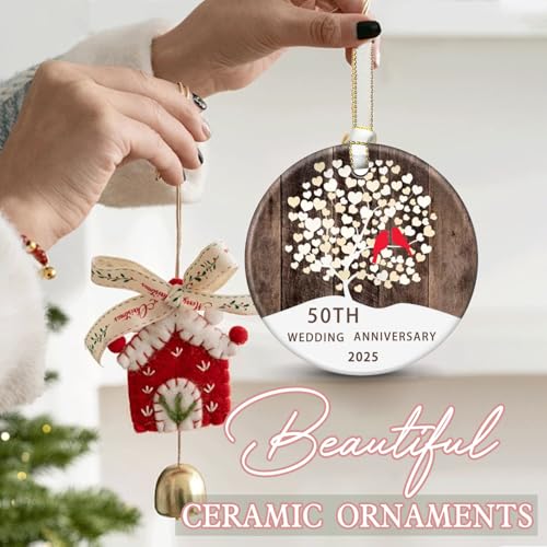 50th Anniversary Wedding Ornament, 50th Wedding, Happy 50th Anniversary Romantic Gifts for Couple, Parents, Wife, Husband, Friends