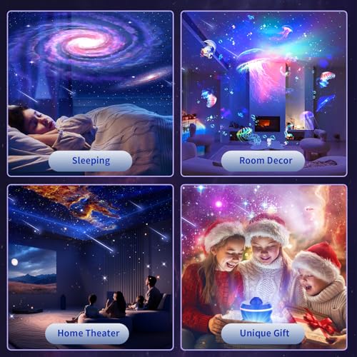 Black Meteor Galaxy Projector 13-in-1 Starry Sky Night Light with Solar System & Moon