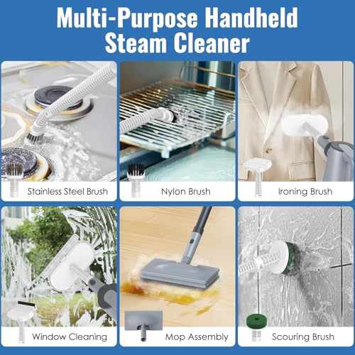FEPPO Soft Gray Steam Mop & Detachable Handheld Steam Cleaner for Home & Floor