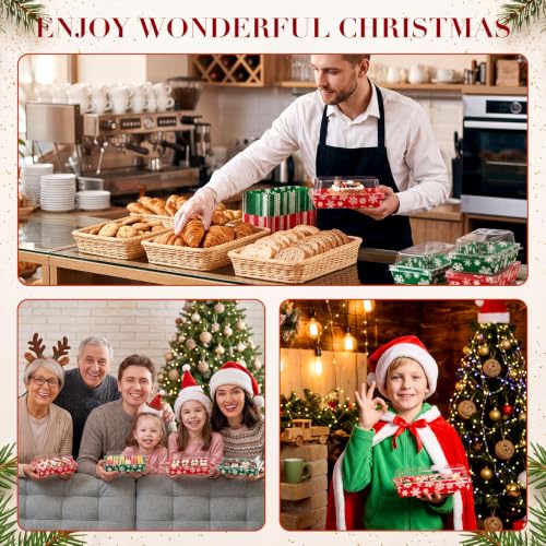 100 Pack Christmas Charcuterie Boxes with Lids, Snowflake Style