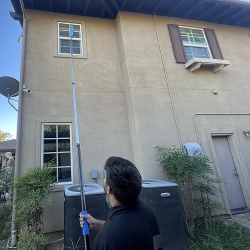 30 Foot High Ceiling Fan Duster Kit with 6-24ft Extension Pole - Cobweb & Dust Cleaning