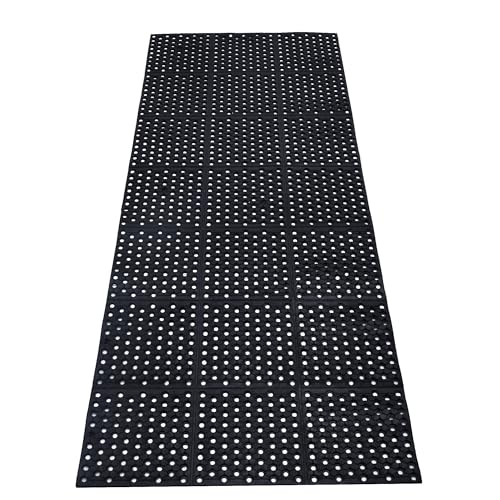 Rubber Floor Mat with Drainage Holes - Anti-Fatigue Non-Slip 83x36in