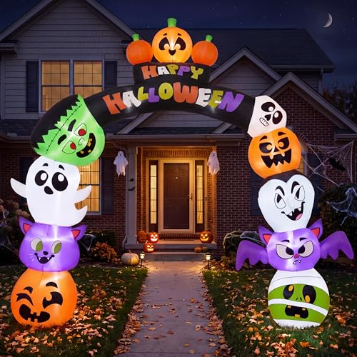 Joiedomi 8ft Halloween Inflatable Pumpkin Archway with LED Lights Outdoor Yard Decor
