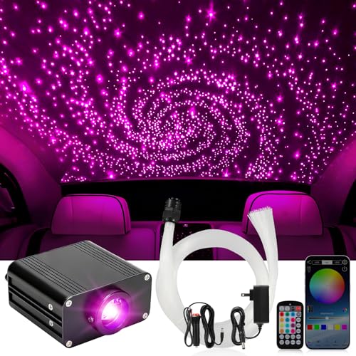 GEARPASS 500pcs Fiber Optic Star Lights Kit with APP Control, 9.8ft Length, Twinkle RGBW LEDs for Car Headliner