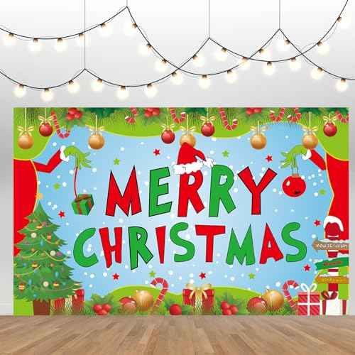 Large Merry Christmas Banner for Christmas Party Decorations, Family Gatherings, Photo Shoots and Holiday Decor for Kids Party Wall Banner