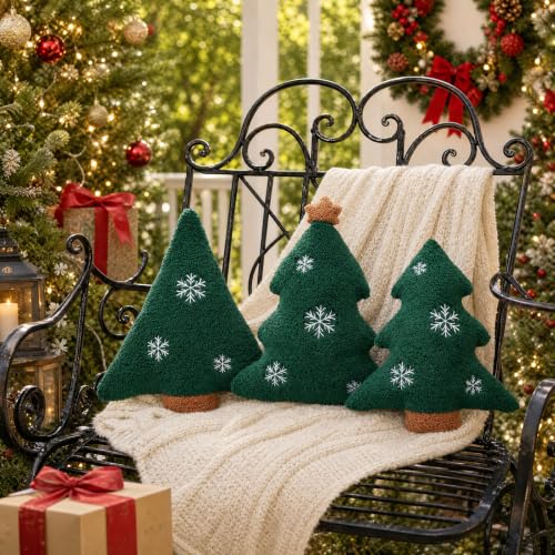 LARMOY 3 Pcs Christmas Tree Throw Pillows, 16" Cute Plush Stuffed