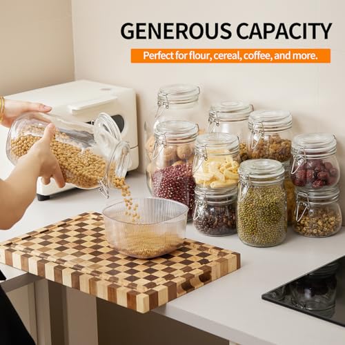 25 Oz Food Storage Jars Set of 5 - Airtight Glass Canisters with Wire Clip Lids