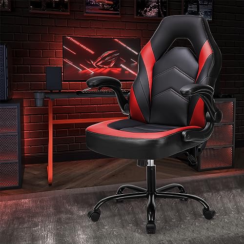 OLIXIS Gaming Chair with Lumbar Support - Black & Red Ergonomic Desk Chair