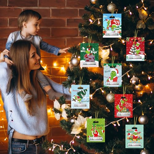 Christmas Money Holder Cards 8 Pack, Christmas Money Holder Ornaments for Gifting Cash, Holiday Gifting Money Cards for Kids, Funny Xmas Cash Gift Ideas, Merry Grinchmas Tree Hanging Ornaments Decor