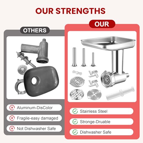 Stainless Steel Meat Grinder Attachment for KitchenAid Mixers - Durable & Easy to Clean
