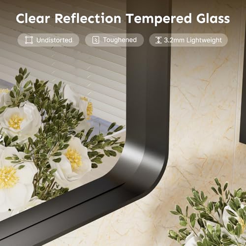 Kosmonia 20"x16" Bathroom Vanity Mirror for Wall Metal Framed Matte