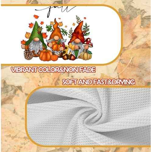 SPBL&L Fall Kitchen & Bath Towels - Gnomes Dwarf Pumpkin Maple Leaf Decorative Hand & Dish Towels, 16x24 Inches