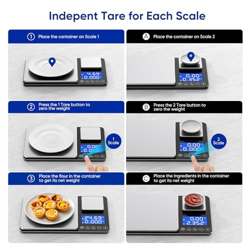 Dual Platform Food Kitchen Scale with 0.01g/0.001oz High Precision,